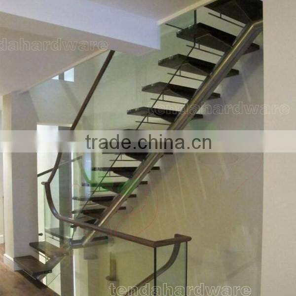 Australia standard internal structure support straight Stairs with timber stairs glass balustrade