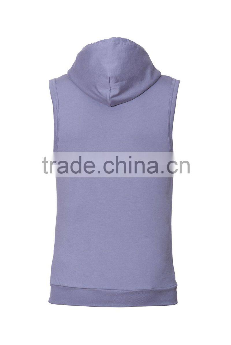 100% cotton french terry or fleece womens sleeveless hoody