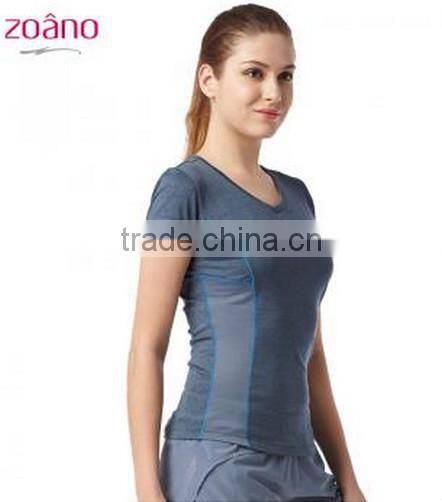 Wholesale women functional fabric sport shirts /OEM yoga wear