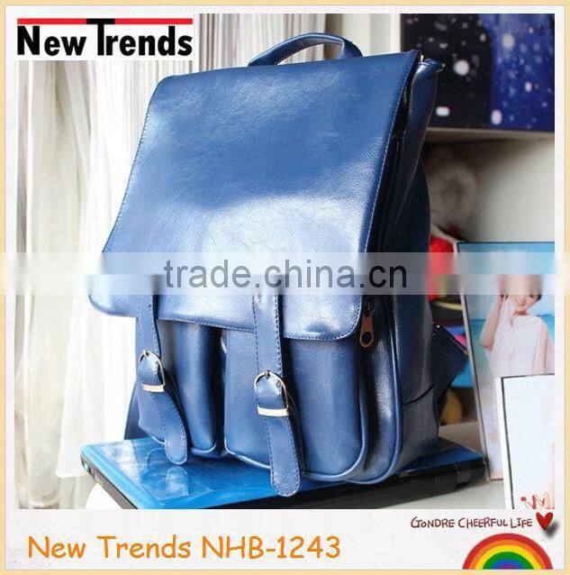 Black leather backpack for girls and boys