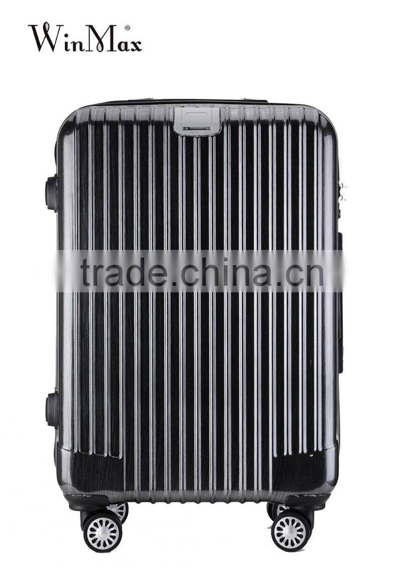 Satin black zipper closure lightweight travel luggage