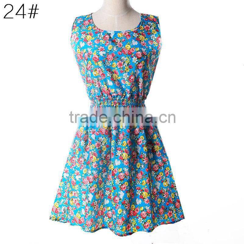 Cotton sleeveless dresses with different patterns 25 styles for your free choose