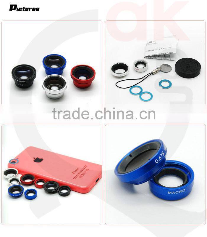 0.67x wide angle lens+macro lens selfie lense for iphone 6