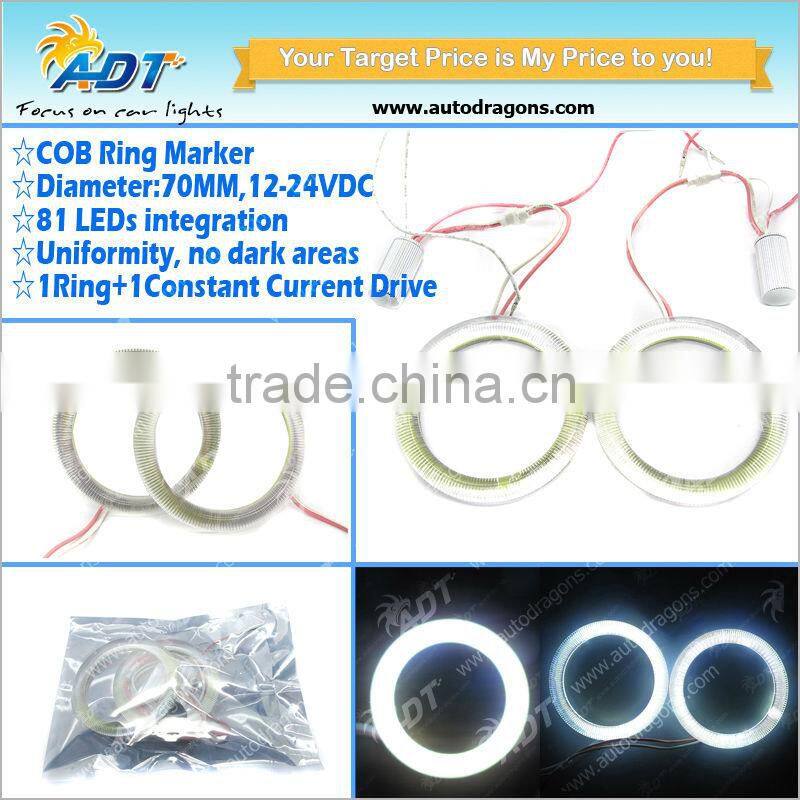 1Pair 90MM Car Led Headlight COB LED Halo Ring Angel Eyes Warning Lamps