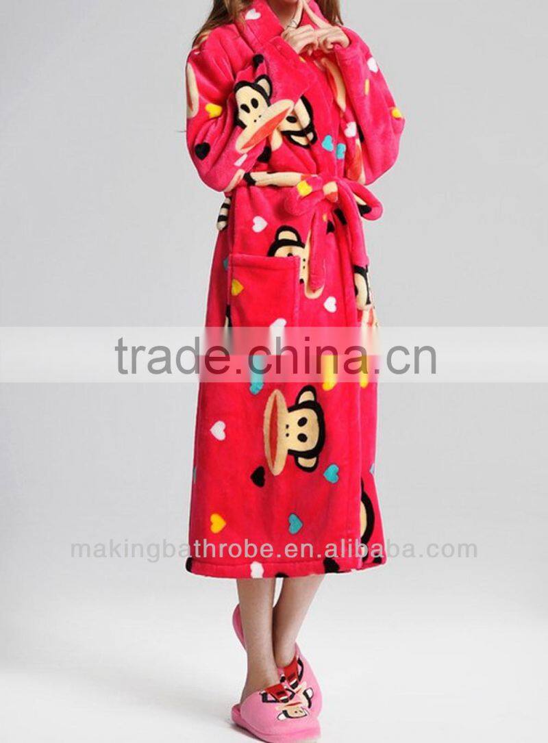 Cheap wholesale 100%polyester Printed bathrobes for women