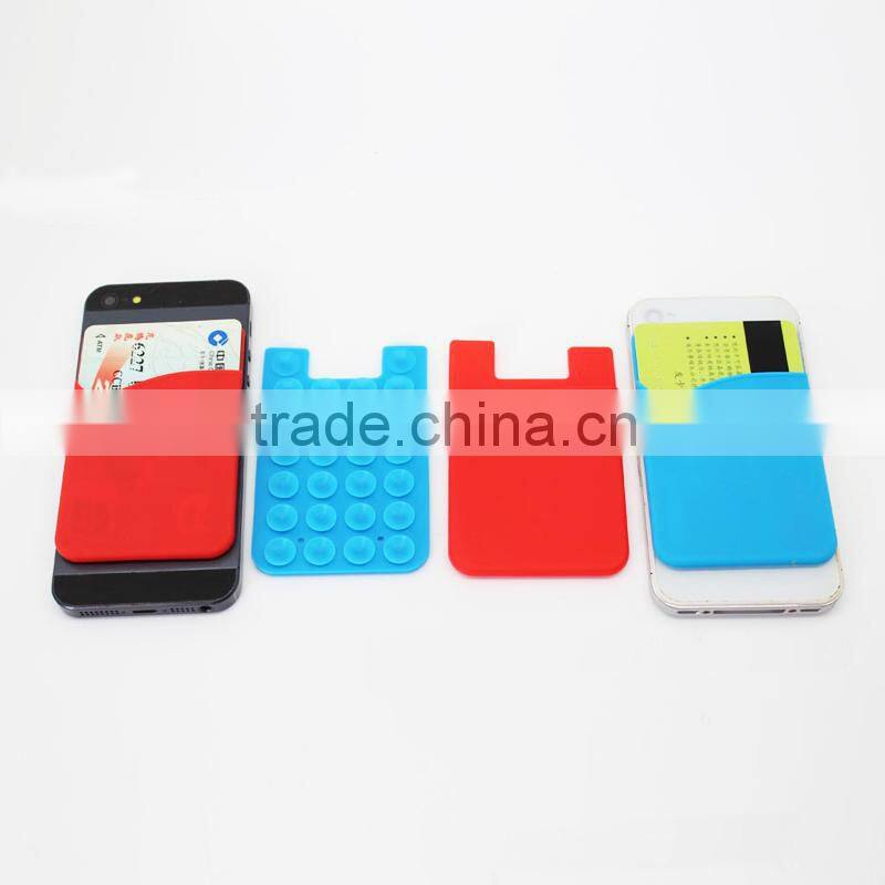 Cute design Self Adhesive 3m sticker silicone smart wallet,silicone card holder ,silicone phone pouch