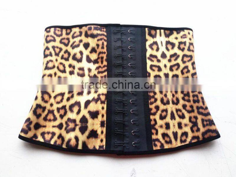 sexy lingerie 3 hook leopard pattern straps waist training corset