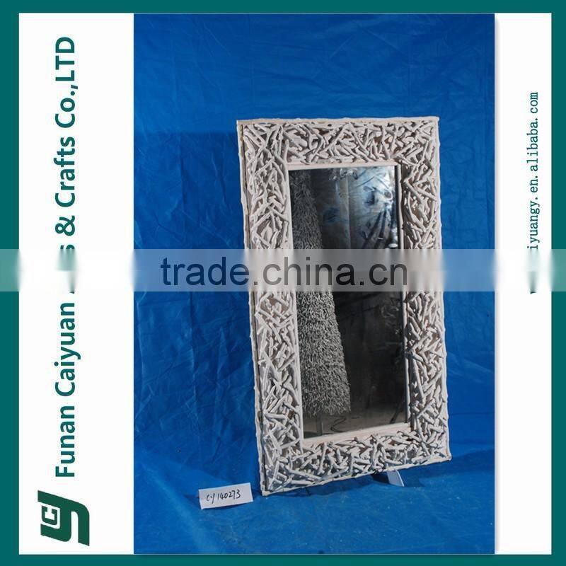 Wooden high wicker framed home decoration handmade mirror design