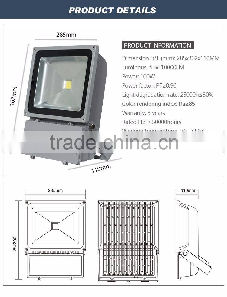 IP65 Waterproof COB outdoor white 100w led basketball court flood light