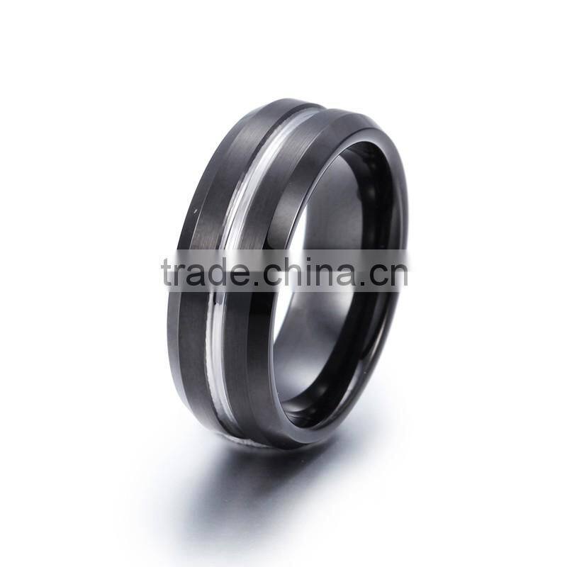 stainless steel punk style ring designs Black plated fashion men ring