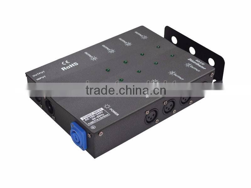 Independent input and output XLR Pin3 / XLR Pin5 8DX dmx distributor