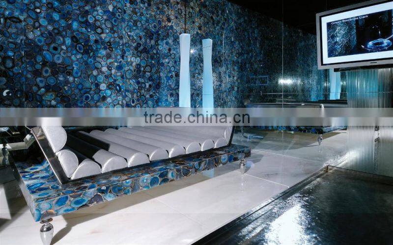 China Wholesale Grade A Ocean Blue Semi Precious Gemstone Agate Stone Slabs