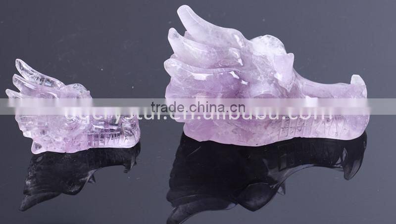 carving type amethyst crystal dragon head for lucky business