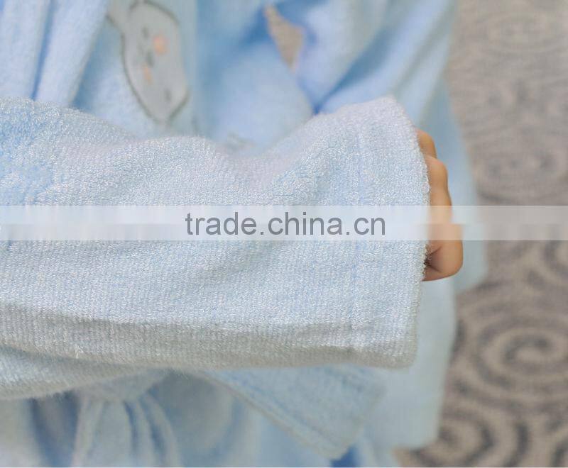 Fashion bamboo fiber terry boys bathrobes with applique