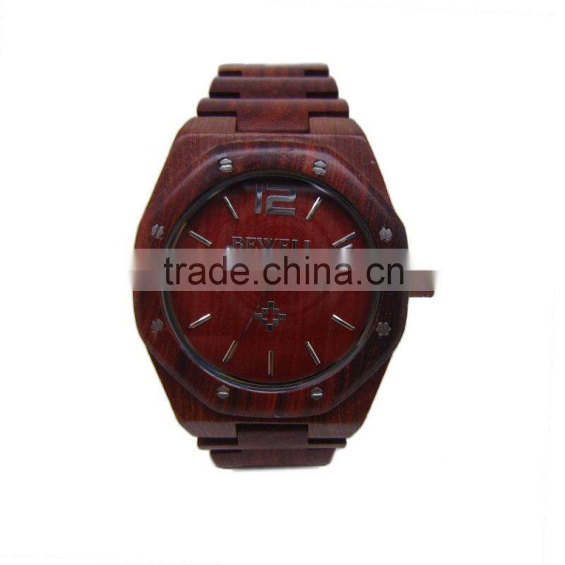100% natural wood watch red sandal wood unisex style Japan movement water proof natural wood watch