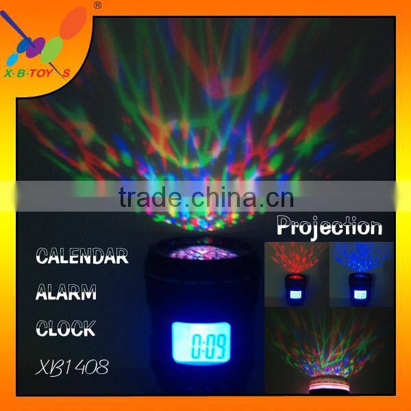 2015 newest design Camera Lens Shape LED star colorful projector musical night light for baby calendar Alarm Clock