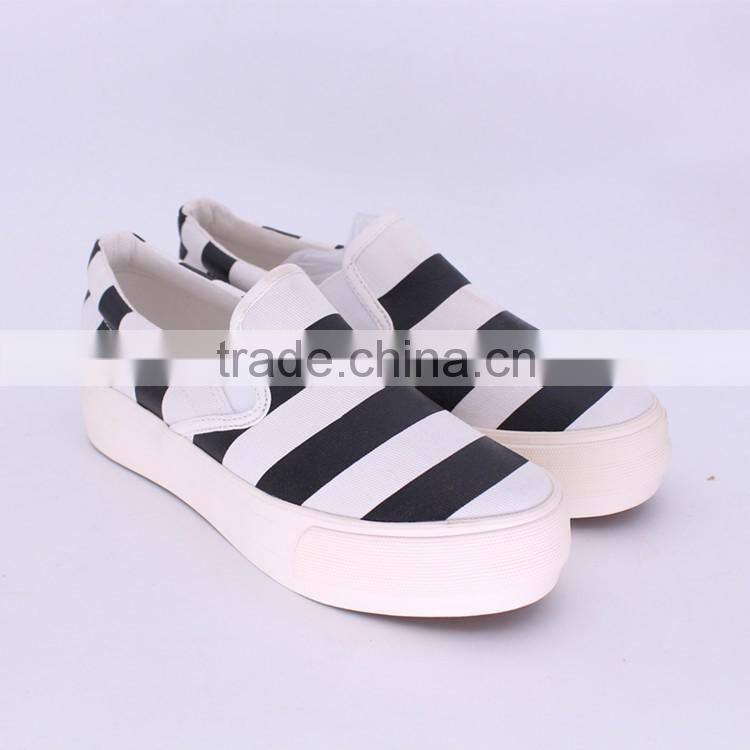 striped printed upper rubber sole platform slip on women sneakers cheap casual canvas shoes 2016, shoes women ladies
