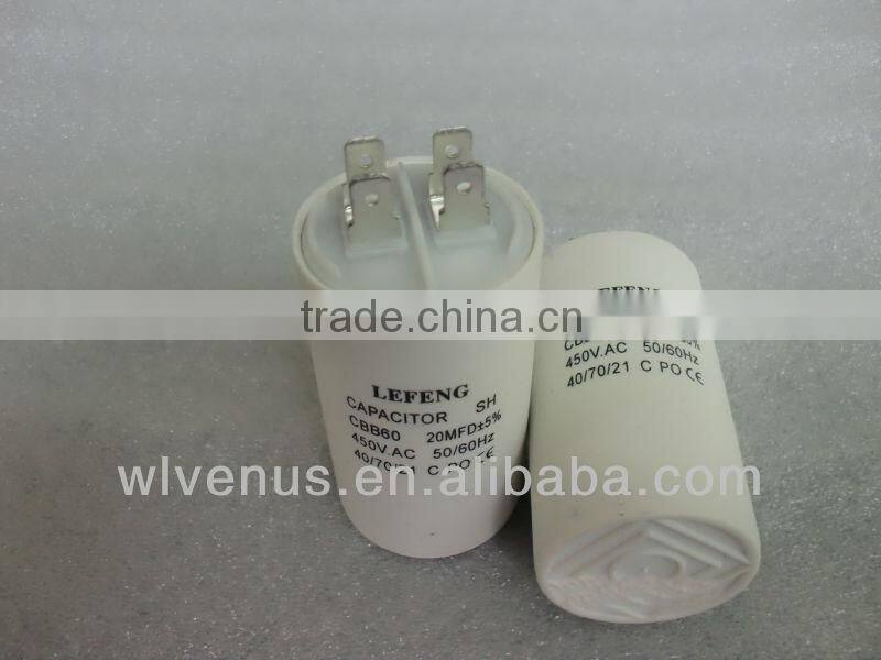white plastic & aluminum shell LEFENG brand cbb60 cbb65 cbb61 cd60 series halogen lamp capacitor