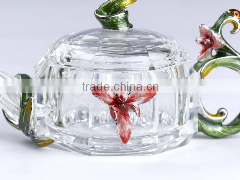 RORO Chanson orchid enamel crystal glass tea set for home decoration