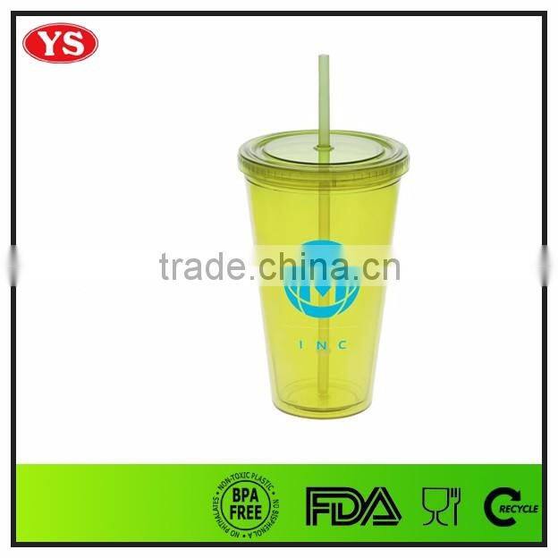 bpa free 16 ounce double wall plastic straw drinking cups