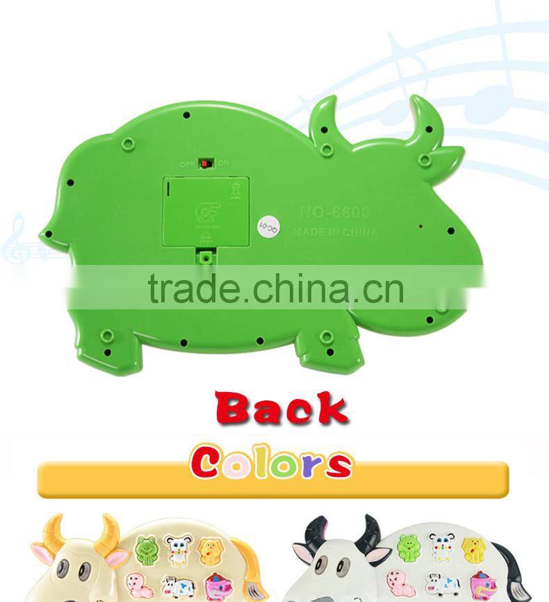 NO-6600 Music instrument cow piano toys, plastic toys with light for kid toy