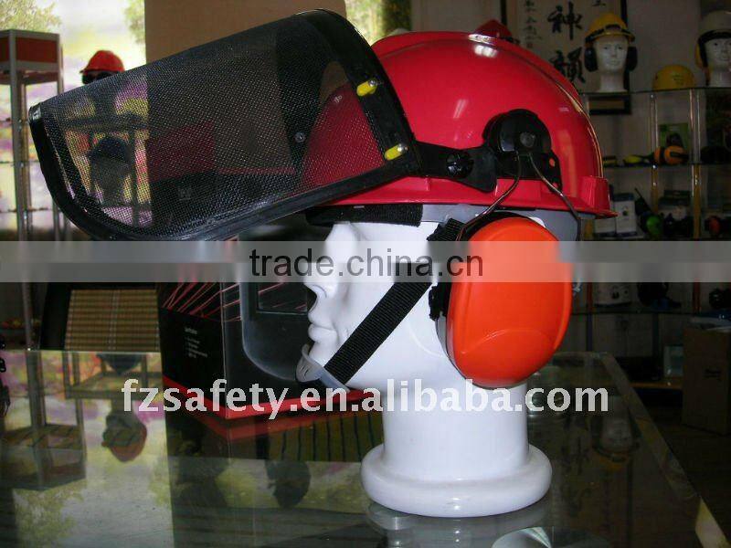 ratchet helmets with earmuffs and face shield