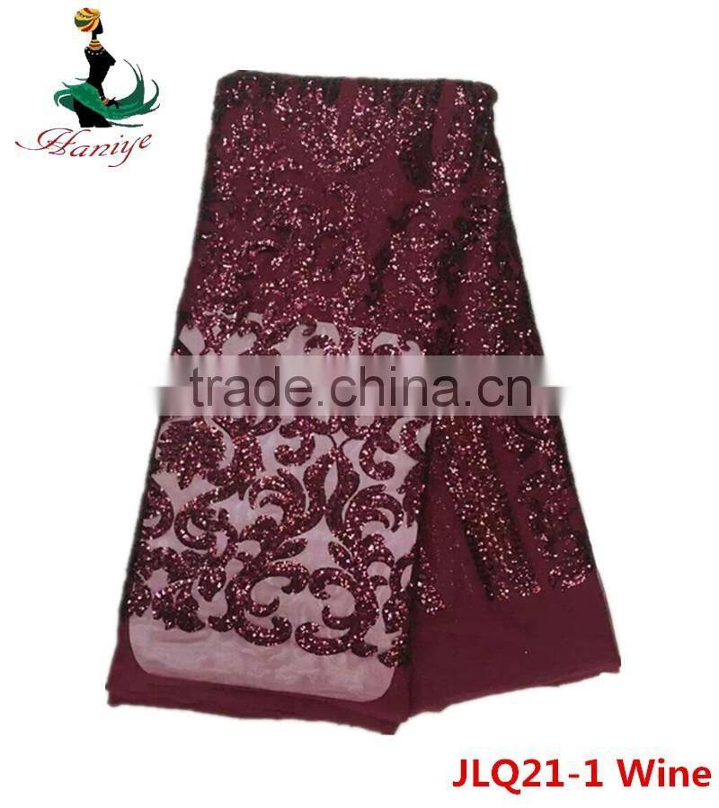 Haniye JLQ21-1/2016 Shining embroidery french tulle lace / laces fabric nigerian african style with sequins