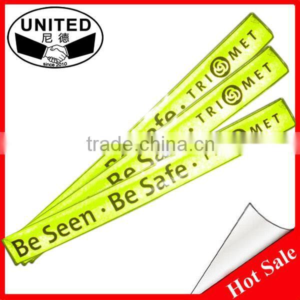 2015 promotion gifts Reflective Yellow Ankle/Arm Bands Snap Band Slap Wrap Ideal for Runners