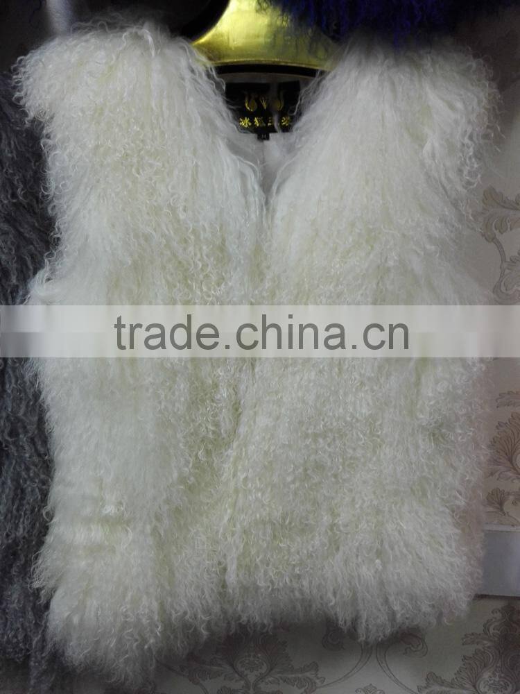 wholesale new style Tan sheep fur vest colored