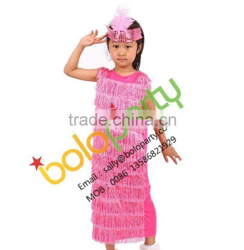 2015 hot sale Child fancy dress Black Fringed Flapper Dress