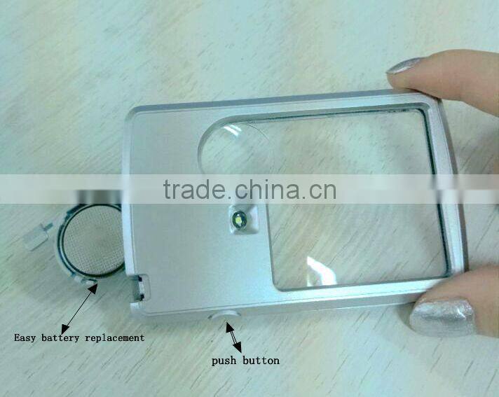 credit card sized magnifier ,H0T047 magnifier lamp led light head magnifying glass