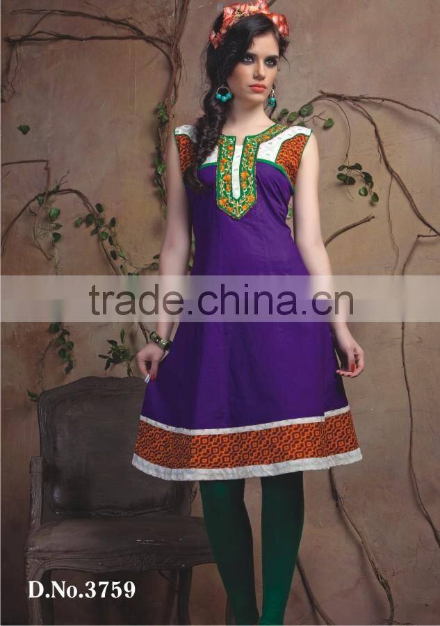 Indian Hand Block Printed Top Kurti Dress Ladies Women Kurta Blouse Shirt