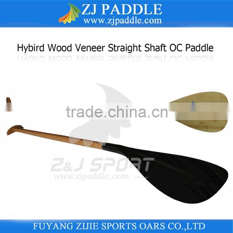 Wood Veneer Carbon Fiber Outrigger Canoe Paddle With Wood Straight Shaft