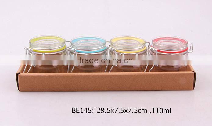 4pcs glass spice jar set in a paper tray