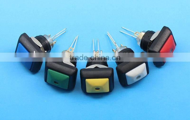 12mm square head led light illuminated pushbutton switch