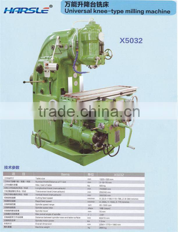 swivel head universal milling machine