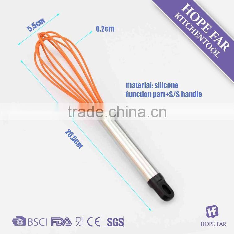 0300212 High quality 10" orange color silicone whisk
