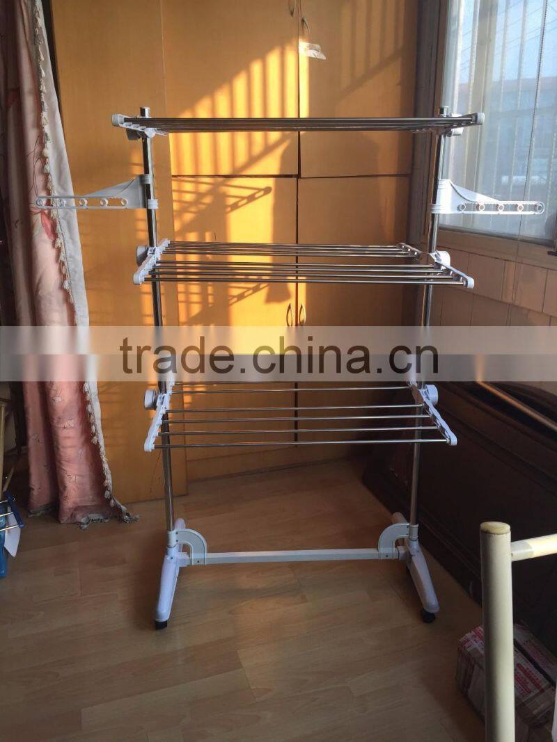 multi color clothes garment drying hanger rack and Large Capacity Rack with 3 Levels and Bar for Sheets