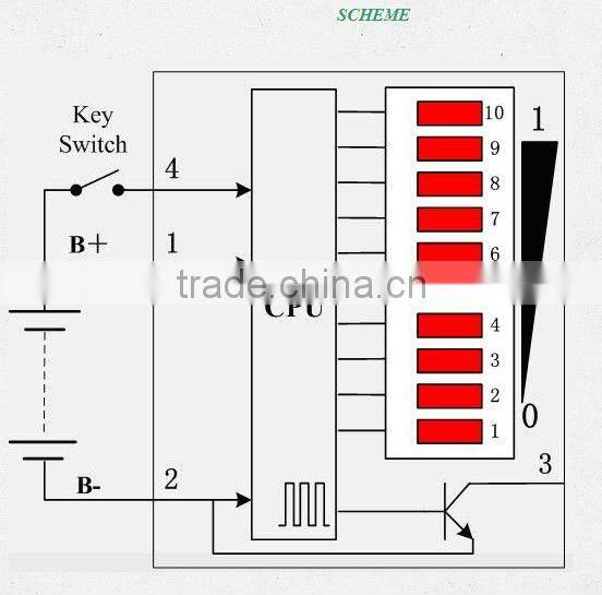 Led Display battery discharge meter(Rectangle)