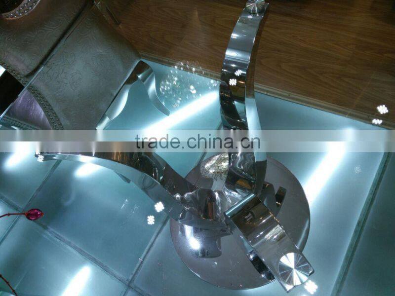 Rectangle Used glass dining table designed for living room / Stainless steel dining table AH6120L