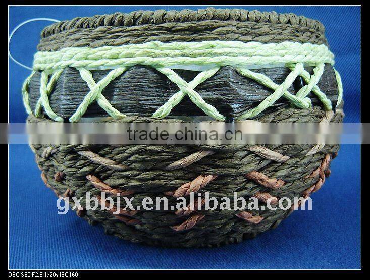 Brown round paper rope woven iron frame sundries storage box