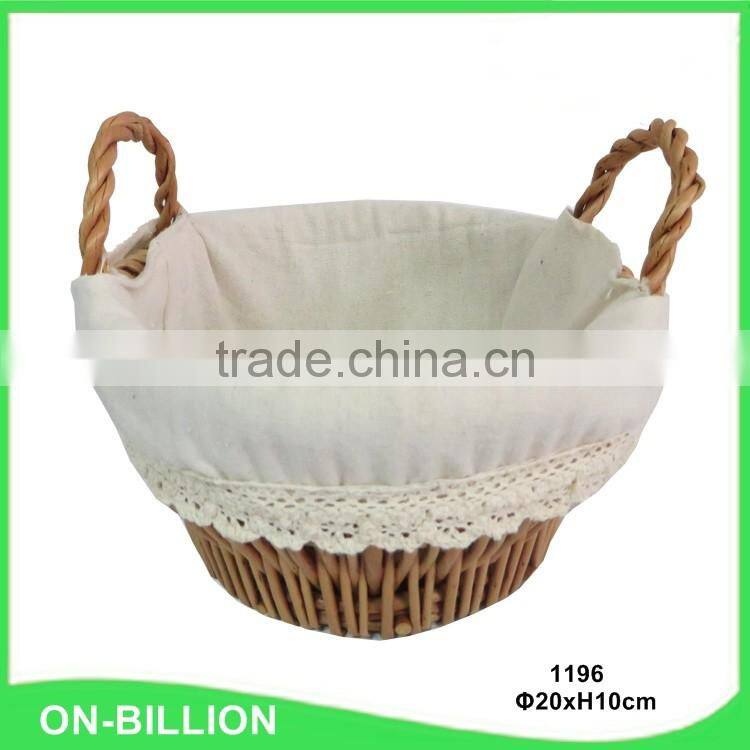 High quality woven willow round bread basket with handles