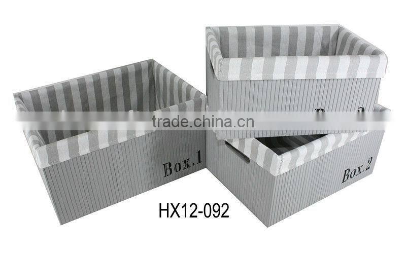 Rectangular Bamboo Storage Basket with lid S/3