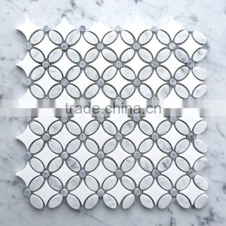 MM-CV284 cheap carrara natural stone flower white marble mosaic