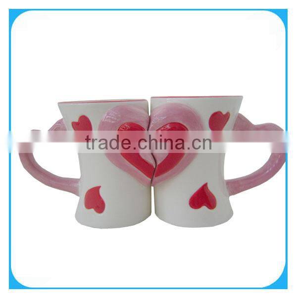 heart shape ceramic couple mug