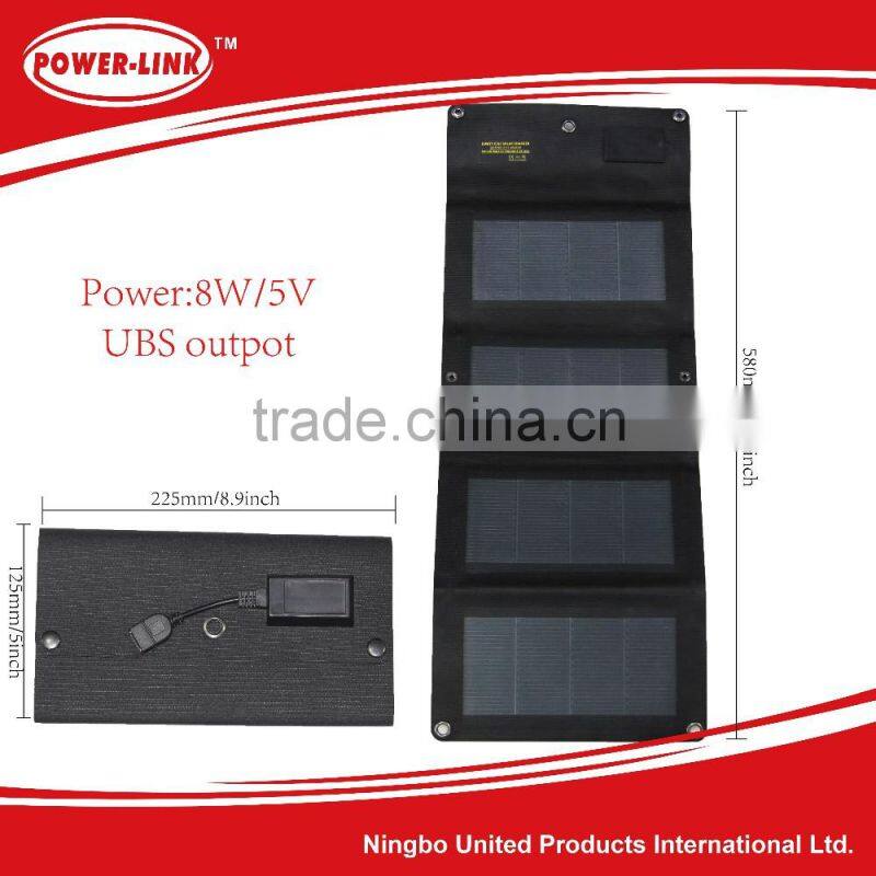 CIGS flexible 8W portable solar power charger,solar panel,solar cell,laminate,for mobile, pad,camera