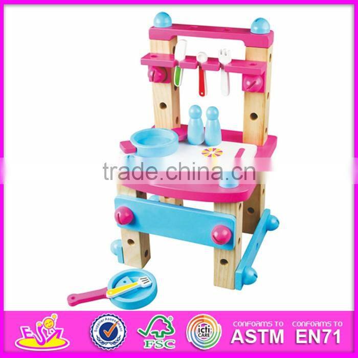 2016 hot sale baby wooden kitchen tool toy,top fashion kids wooden kitchen tool toy W03D034