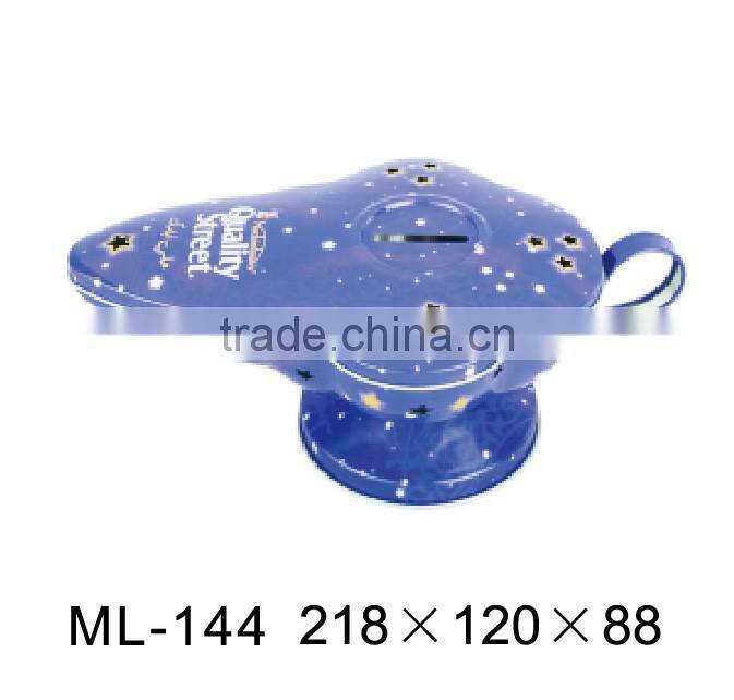 Hot sale irregular shape metal coin bank with handle