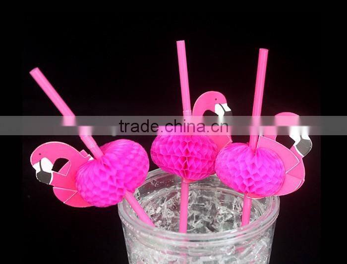 China Supplied Party Decoration Tissue Paper Flamingo Plastic Drinking Straw Flexible