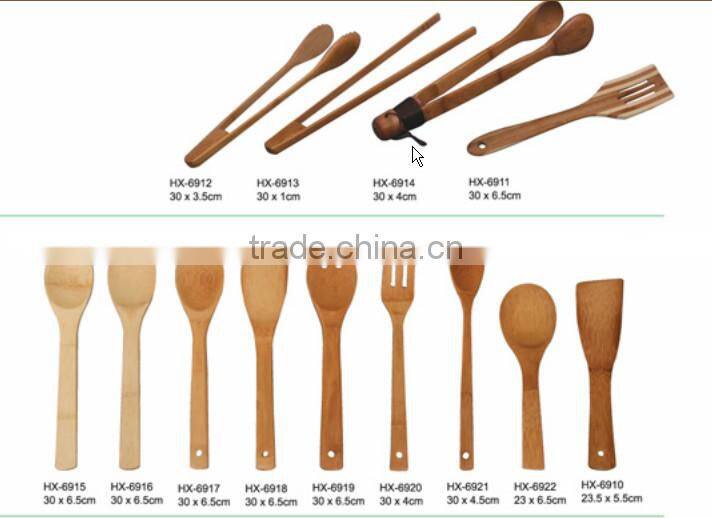 Kitchen Cooking Utensils Wood Spoon and Spatula, 4 Set of Bamboo Kitchen Tools